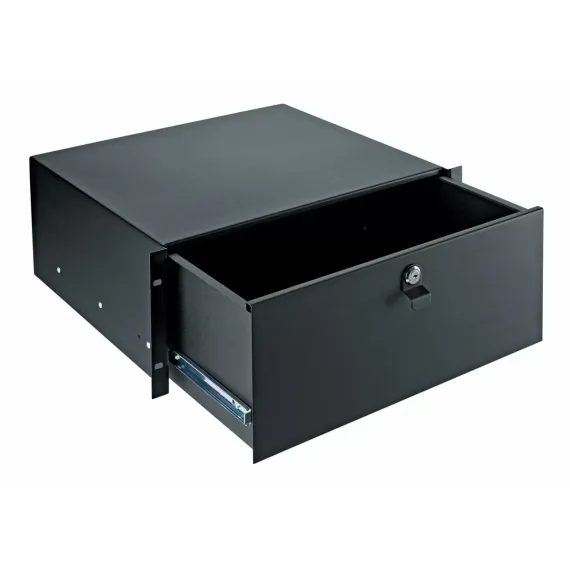 K&amp;M 49124-074-55 рэковый выдвижной ящик на замке, глубина 390 мм, высота 4 юнита, сталь, чёрный