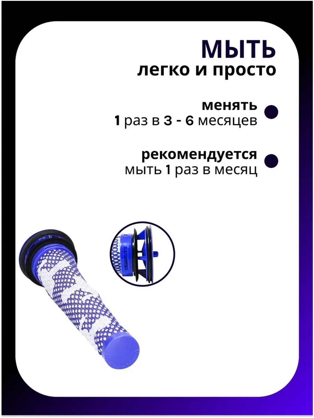 Набор сменных фильтров для пылесосов Dyson V7 V8 (965661, 967478, 965661-01, 967478-01)