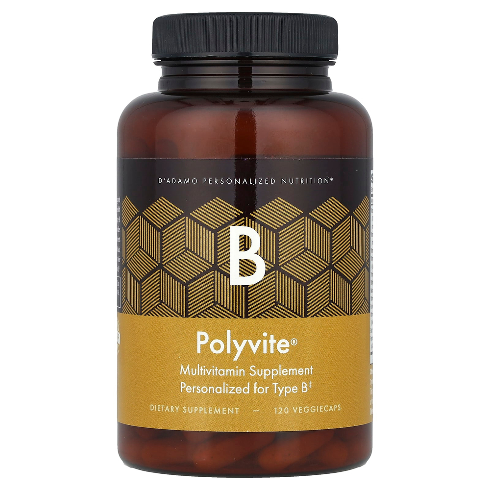 D'adamo, Polyvite® B, мультивитаминная добавка, 120 вегетарианских капсул
