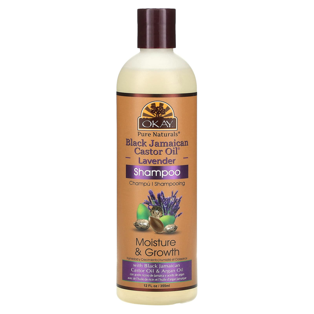 Okay Pure Naturals, Черное ямайское касторовое масло, шампунь, лаванда, 355 мл (12 жидк. унц.)