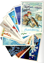 Подборка поздравительных новогодних открыток — 10 штук— разные художники, — чистые, без повторов времен СССР