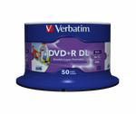 Оптический диск Verbatim DVD+R DL 8x 8,5GB AZO Wide Inkjet Printable no ID, Cake Box, 50 шт.