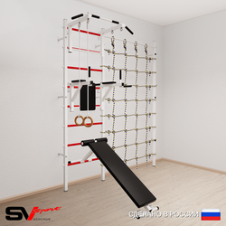 Шведская стенка Sv Sport 5810 (Турник стандарт/Брусья/Скамья/Кольца/Канатный лаз)