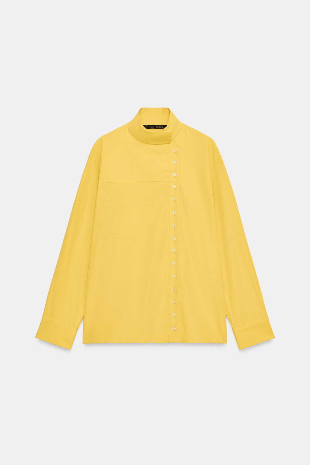 РУБАШКА ИЗ ПОПЛИНА С ДВУБОРТНОЙ ЗАСТЕЖКОЙ — ZW COLLECTION — ZARA