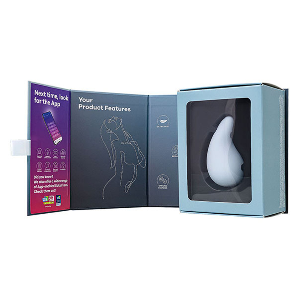 Голубой вибромассажер в форме капли 8,1см Satisfyer Dew Drop