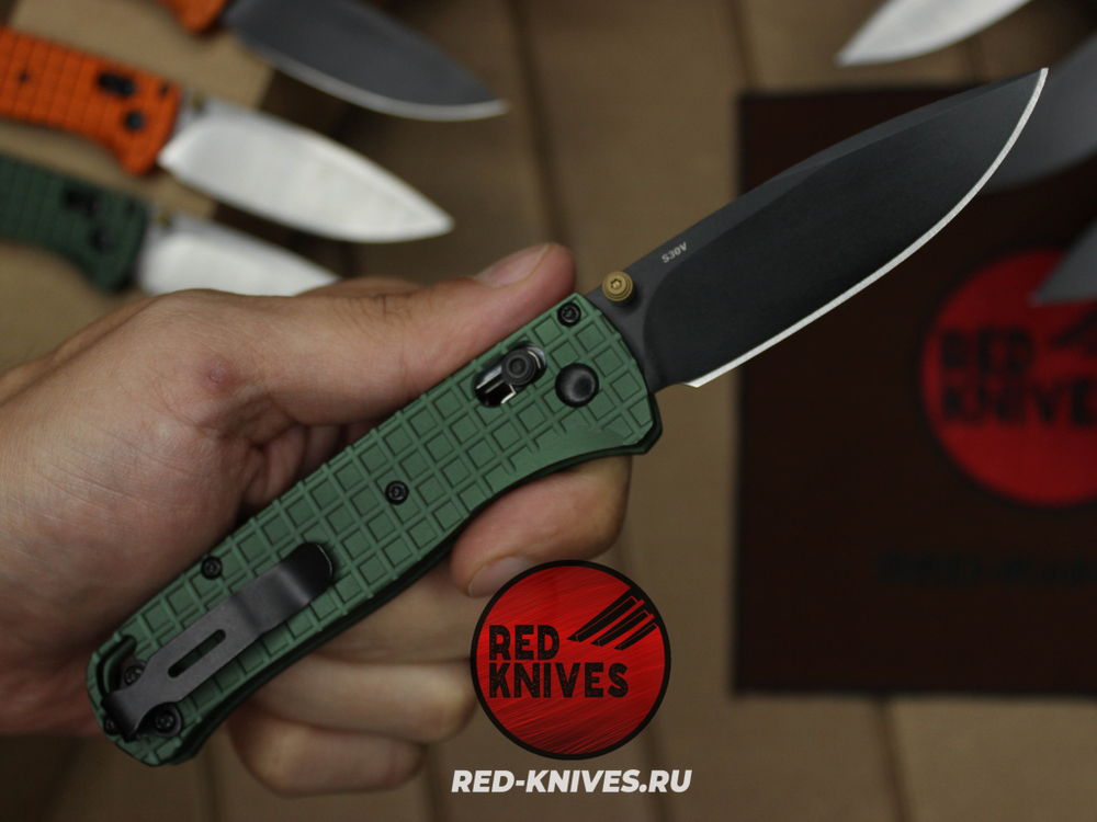Нож Benchmade 535 Алюминий Frag A+++ - зеленая рук., черный клинок RK/Н63