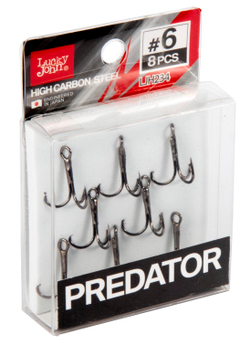 Крючки-тройники Lucky John PREDATOR LJH234 №6, 8 шт.