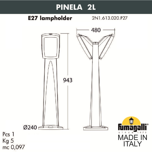 Ландшафтный светильник Fumagalli GERMANA 2N1.613.020.WYF1R