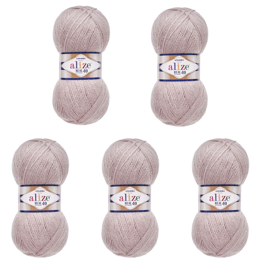 Пряжа Alize (Ализе) Angora Real 40 / уп.5 мот. по 100 г, 430м, 541 бежевый A