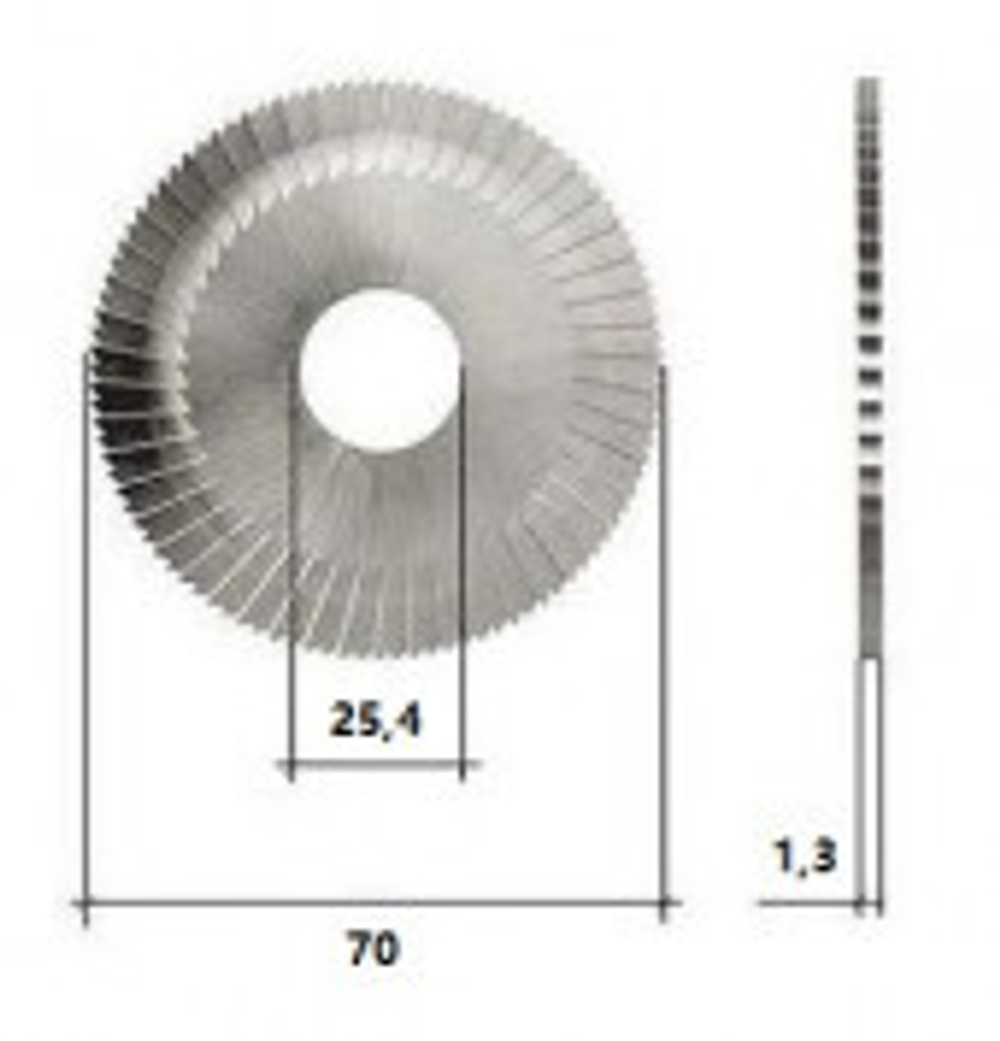 Фреза прямая RAISE 0020AC.C. 70х1,3х25,4x с боковыми насечкам Carbide для 100Е  Арт.12852