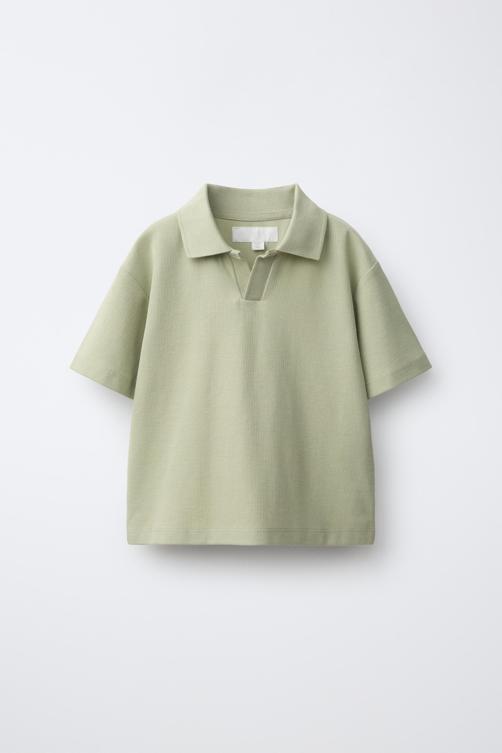 ZARA ОДНОТОННОЕ ПОЛО, СВЕТЛЫЙ ХАКИ