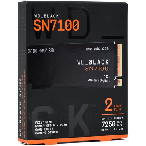 Жесткий диск SSD M.2 2Tb Western Digital WD Black SN7100, 7250/6900MBs, 1400K IOPS, 3D TLC, PCI-E 4.0 x4 (WDS200T4X0E)
