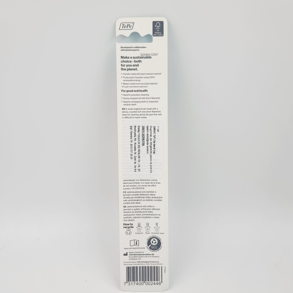 Монопучковая щетка TePe Compact Tuft, для брекетов и протезов, красная, 1 шт. (Швеция)
