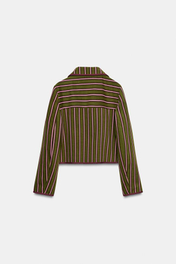 ZARA ДВУБОРТНАЯ КУРТКА В ПОЛОСКУ, РАЗНОЦВЕТНЫЙ