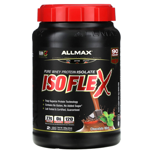 ALLMAX, ISOFLEX®, чистый изолят сывороточного протеина, со вкусом шоколада и мяты, 908 г (2 фунта)