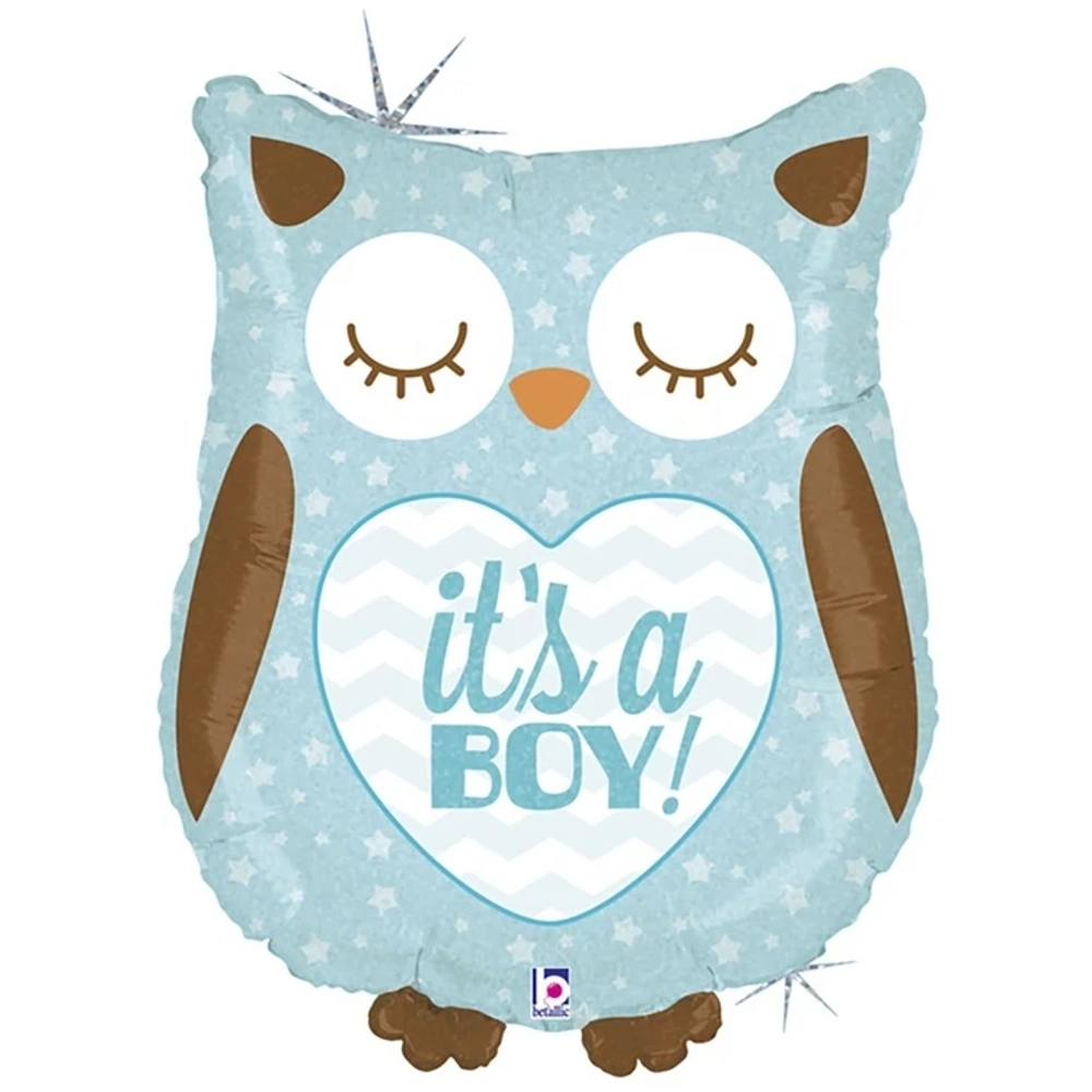 Шар IT'S A BOY Сова голубая блеск