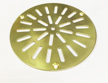 Решетка напольная круглая d 125мм из латуни, снежинка