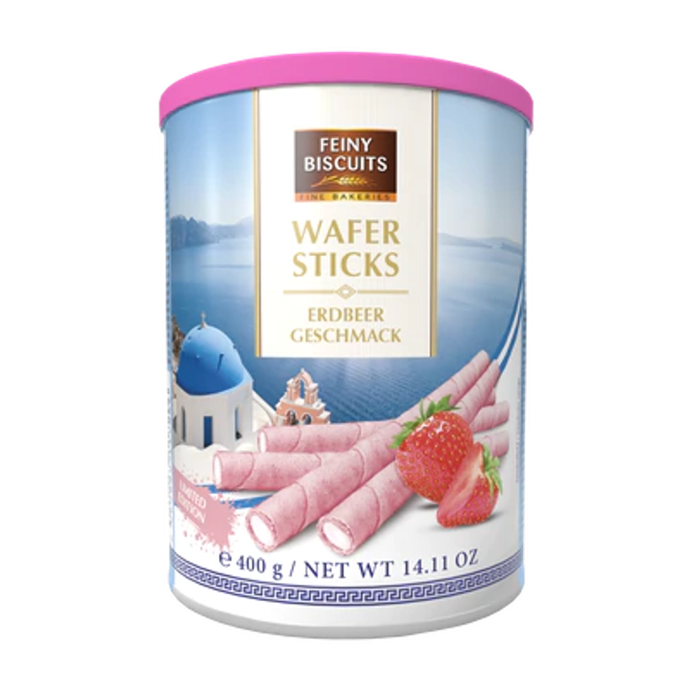Вафельные трубочки с клубнично-кремовой начинкой ТМ Feiny Biscuits, 400 г