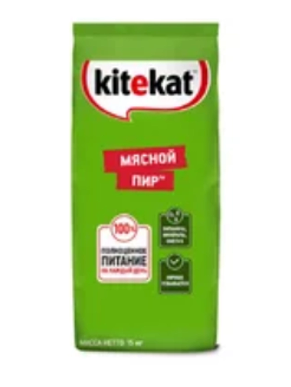 Kitekat сухой корм для взрослых кошек, мясо, 15 кг.