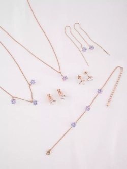 Колье Миражи с сиреневыми кристаллами Swarovski