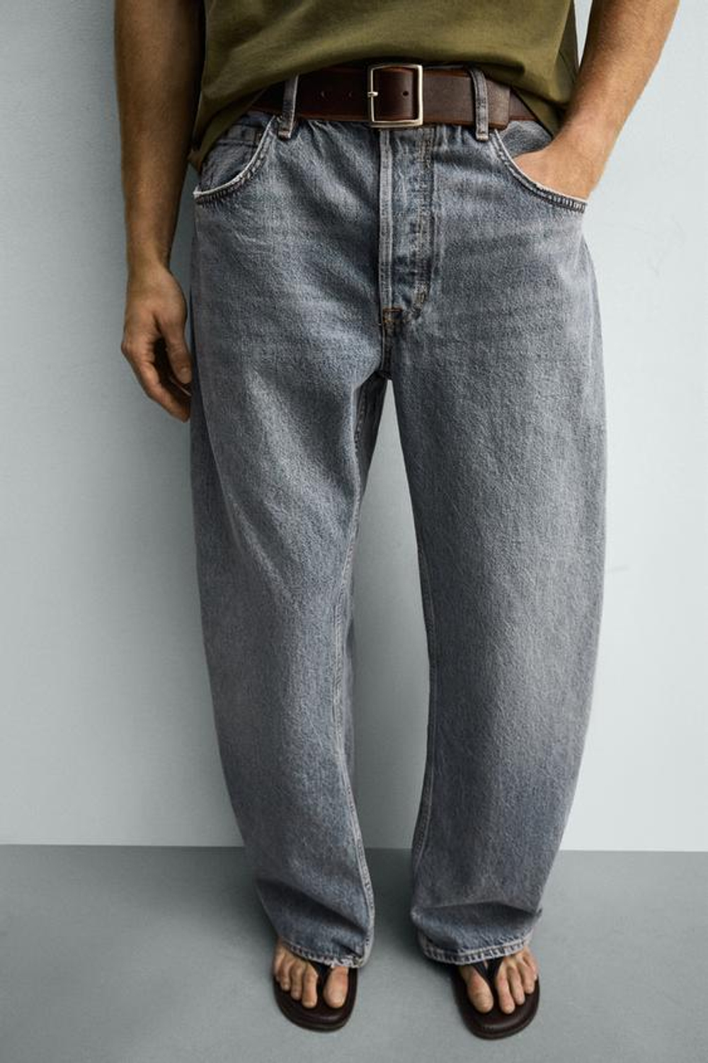ZARA ДЖИНСЫ BARREL FIT, ЛИНЯЛЫЙ СИНИЙ