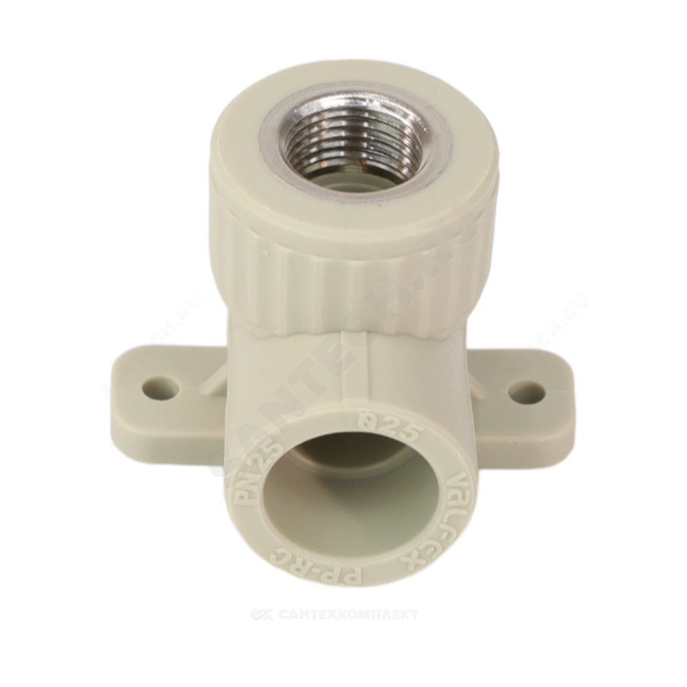 Угольник PP-R комбинированный серый Дн 25х1/2" ВР с креплением VALFEX 10120025Г