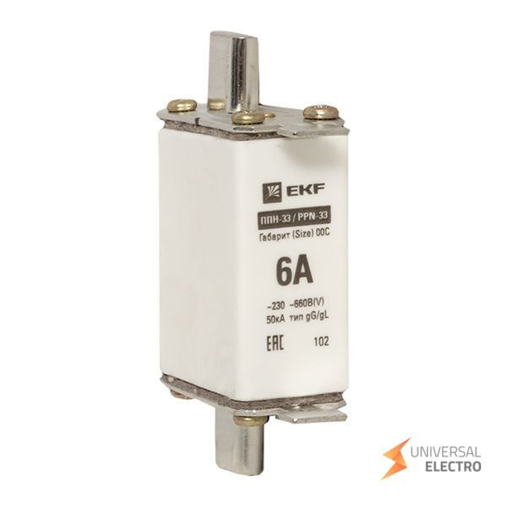 Плавкая вставка ППН-33 100/6А габарит 00С EKF