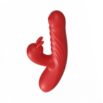 Красный силиконовый вибратор-кролик 22см с эффектом фрикций Secwell Rabbit Vibrators SW3027