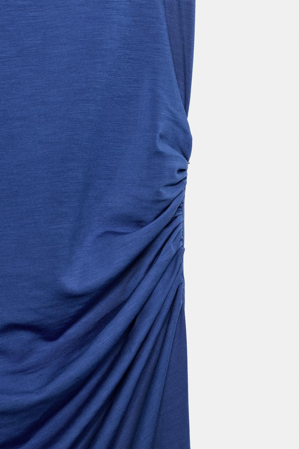 ZARA АСИММЕТРИЧНЫЙ ТОП, ВЫЦВЕТШИЙ СИНИЙ