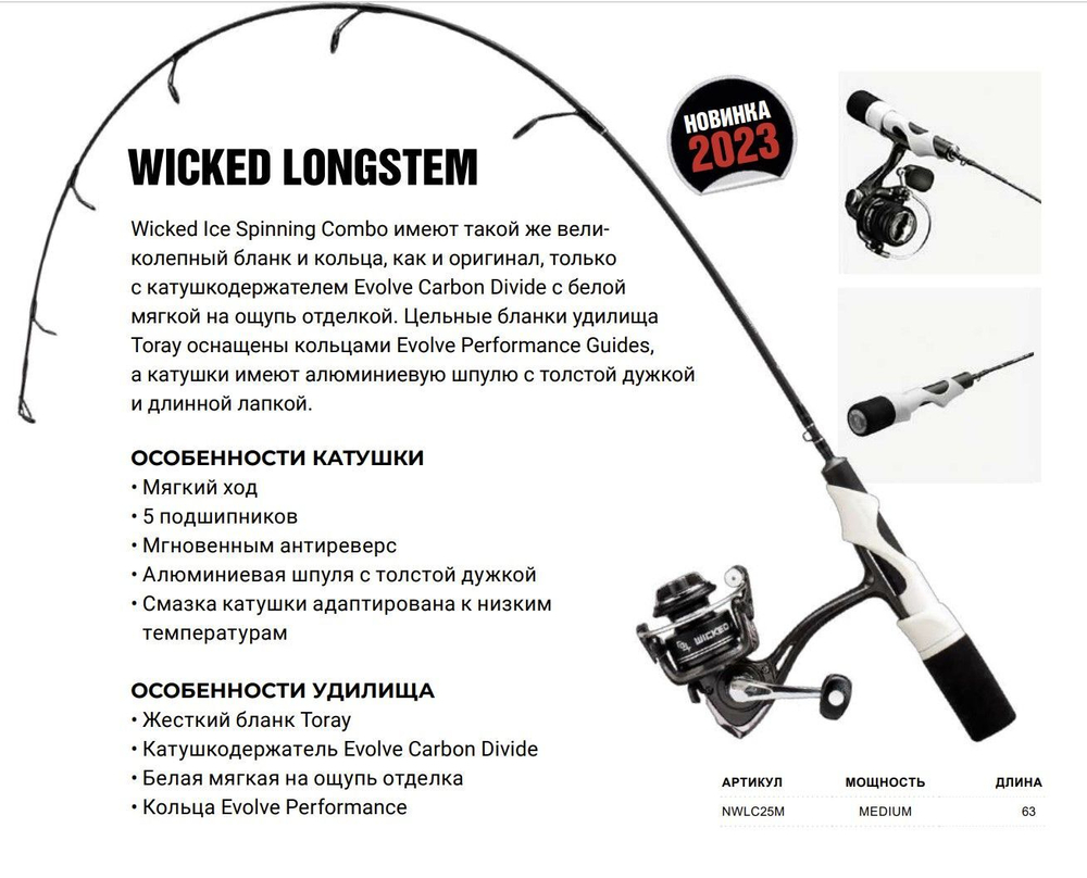 Комбо набор для зимней рыбалки 13 FISHING Wicked Longstem Ice Combo 25M