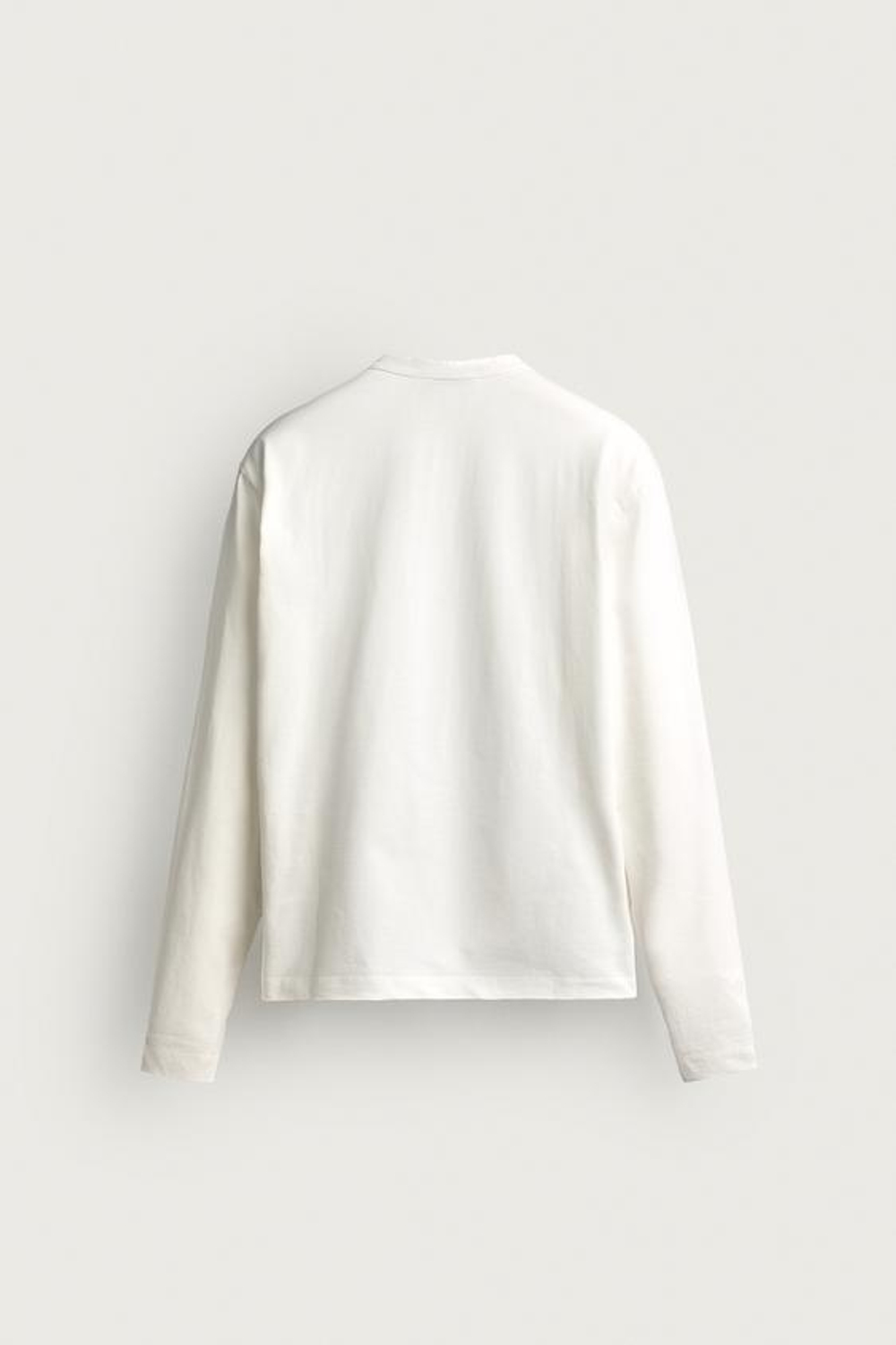 ZARA ФУТБОЛКА RELAXED FIT С ВОРОТНИКОМ-СТОЙКОЙ, ЖЕЛТОВАТО-БЕЛЫЙ
