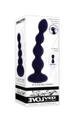 Фиолетовые анальные бусы с вибрацией и вращением Pleasure Orbit - 17,8 см.
