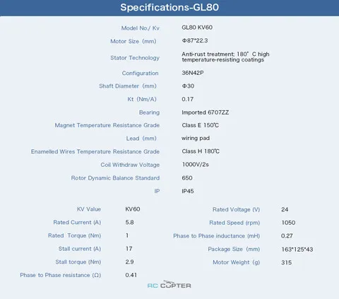 T-Motor СubeMars GL80 KV60