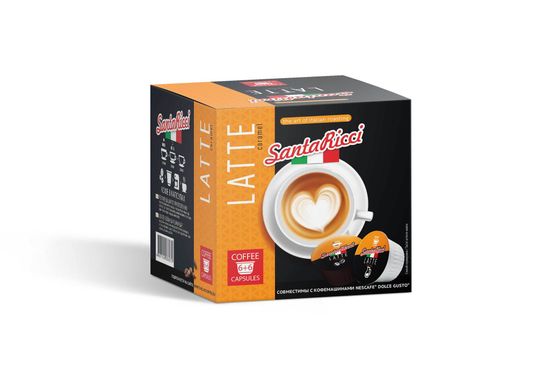 Кофе SantaRicci, ЛАТТЕ, в капсулах для кофемашин Dolce Gusto, 12 шт