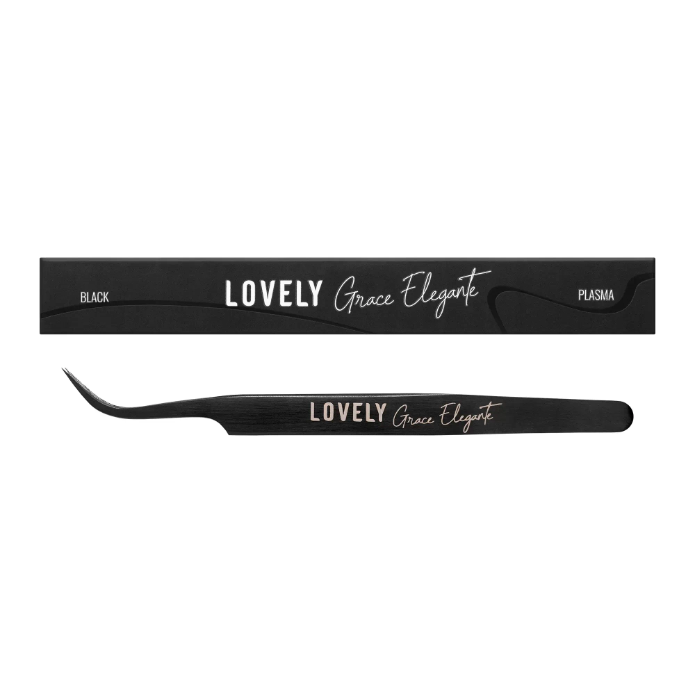 Пинцет с лазерной заточкой Изогнутый Grace Elegante Black Lovely