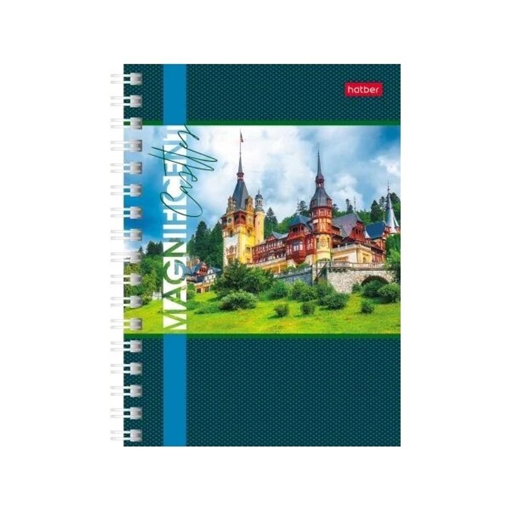 Блокнот А6, 140л, на гребне, клетка, Хатбер Великолепные замки, в ассортименте