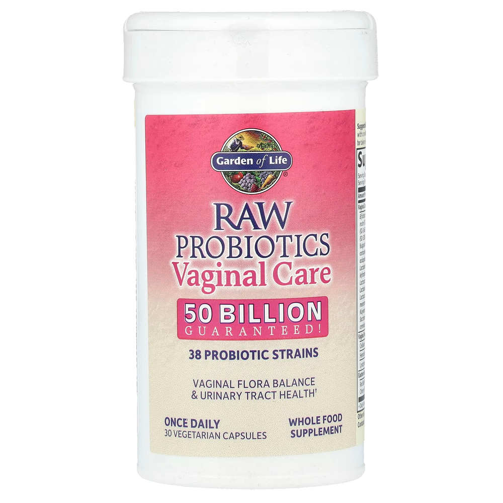 Garden of Life, RAW Probiotics, Vaginal Care, добавка для здоровья влагалища, продукт длительного хранения, 30 вегетарианских капсул