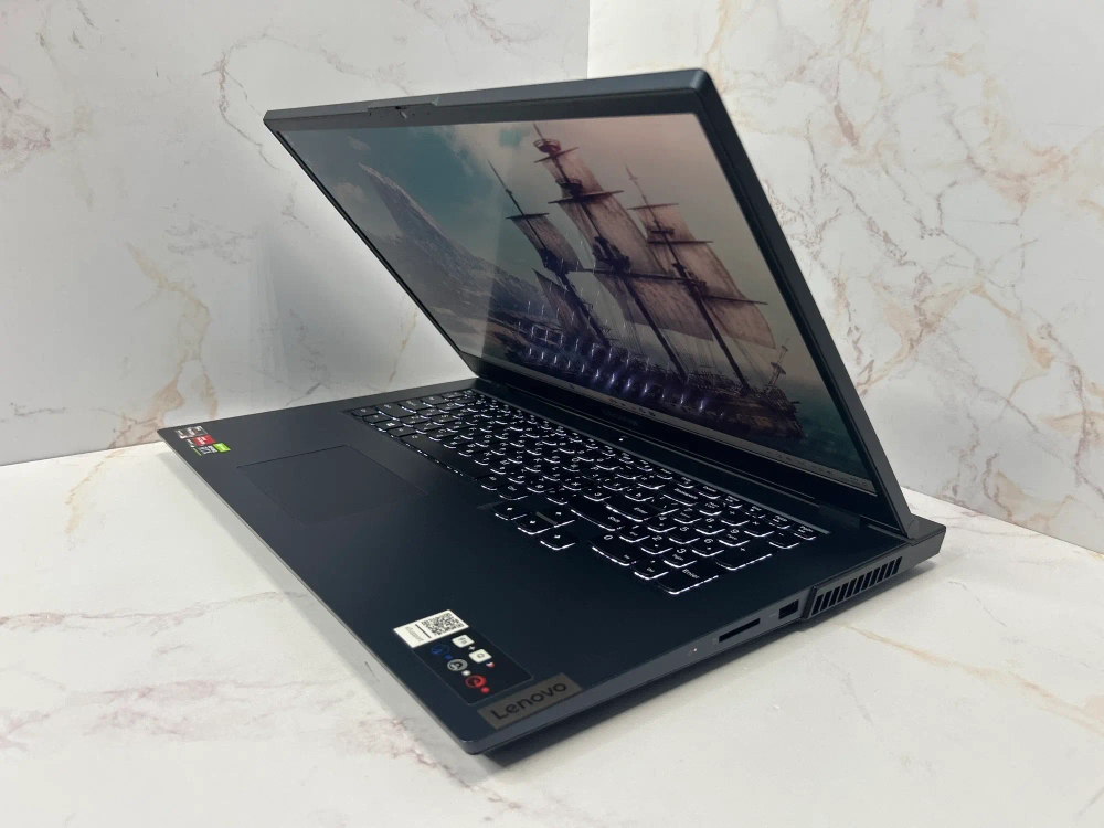 Ноутбук игровой Lenovo Legion 5 17ACH6H (82JY000ARU) 17.3"/AMD Ryzen 5 5600H/RAM 16 GB/SSD 512 GB/Nvidia RTX3060 6GB/1920x1080/IPS 144Hz/Windows 11/Подсветка кл-ры:LED/синий. Состояние: B1