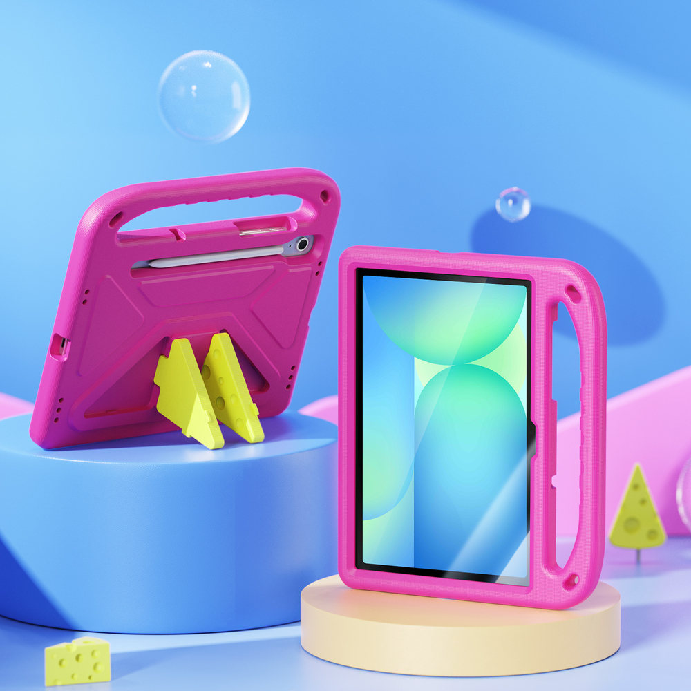 Детский чехол розового цвета на планшет Samsung Tab S10 FE, S9, S9 FE, S8 и S7 от от Dux Ducis, серия Puff Series Case