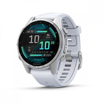Смарт-часы Garmin Fenix 8 - 43 мм, AMOLED серебристый корпус, белый ремешок