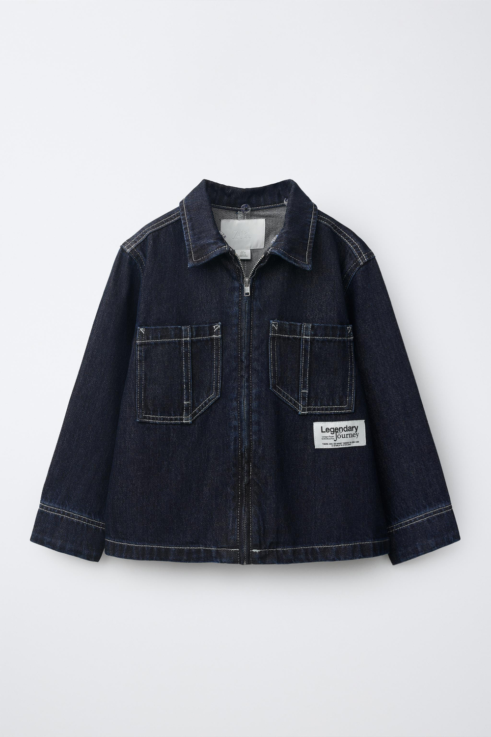 ZARA ДЖИНСОВАЯ КУРТКА-РУБАШКА С ОТСТЕГИВАЮЩИМСЯ КАПЮШОНОМ, ИНДИГО