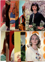 №56 Открытки Артисты и актёры СССР 1970–1980-е г. 25 штук. Цветные, чистые, без повторов