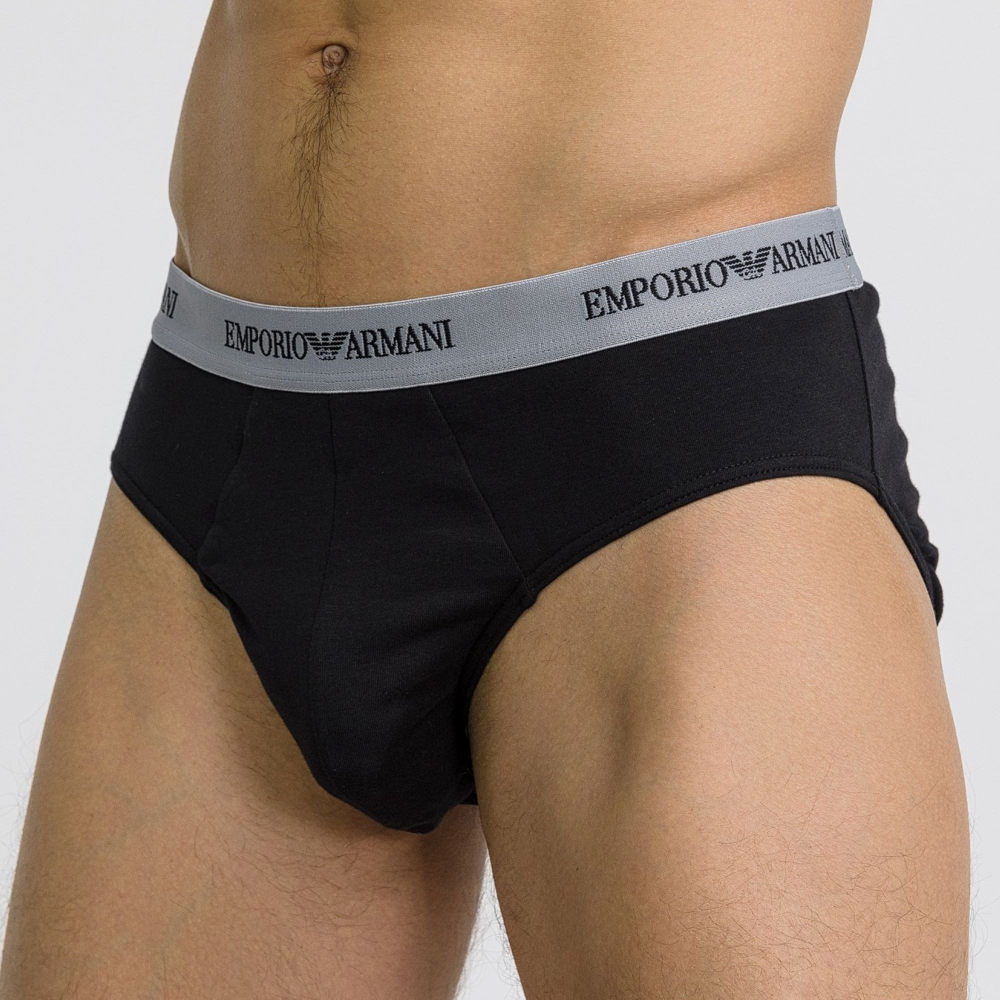 Набор из 2 мужских трусов-брифов Emporio Armani - черных и серых (Размер: XL) (Цвет: разноцветный)