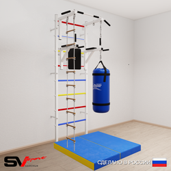 Шведская стенка Sv Sport 5727 (Турник стандарт/Брусья/Лестница/Цепь/Мешок 30кг/Мат 1м)