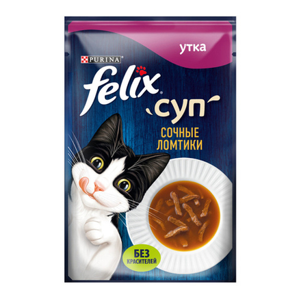Суп с уткой, 48г влажный корм для кошек Felix
