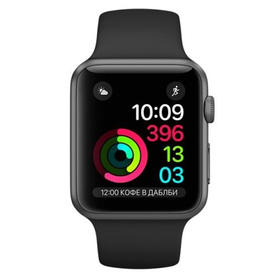 Умные часы Apple Watch 42мм из алюминия цвета «серый космос», спортивный ремешок MP062 - серия 2