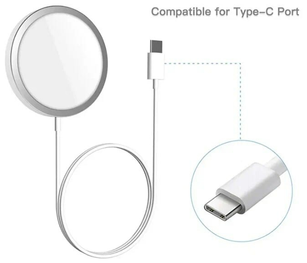 Беспроводное зарядное устройство для iPhone, AirPods с функцией MagSafe, магнитное, USB Type-C, 15 Вт