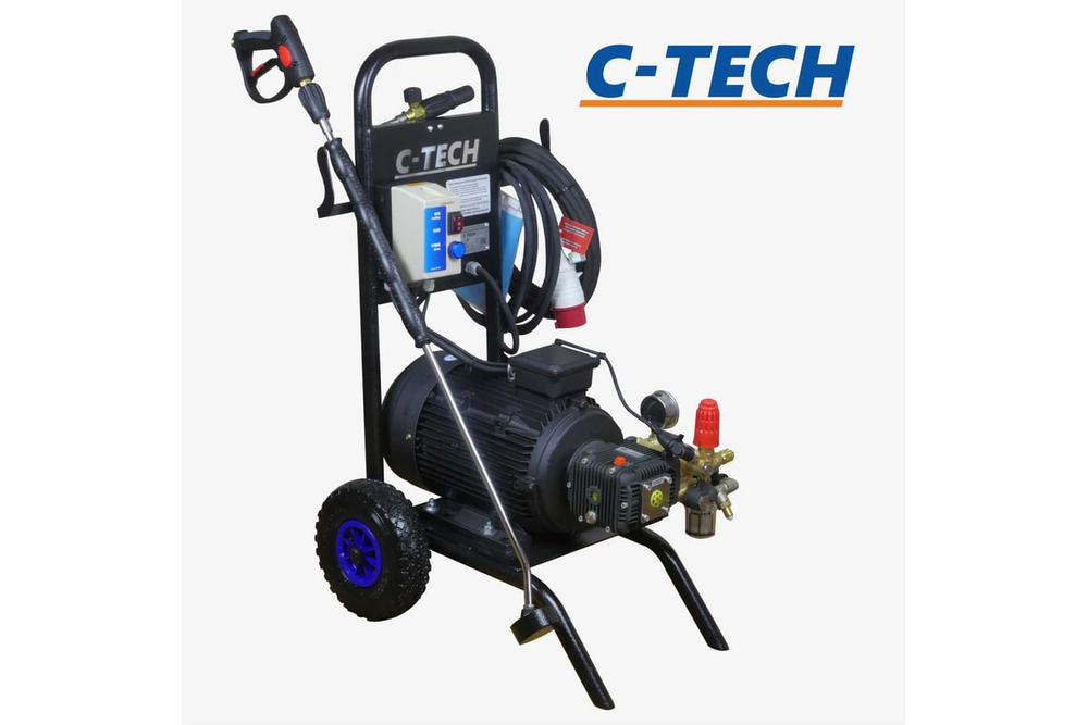 Мойка высокого давления C-TECH для грузового автотранспорта (250 бар, до 900 л/ч, 7.5 кВт) профессиональная мобильная в комплектац