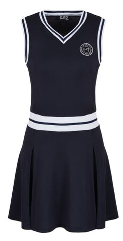 Теннисное платье EA7 Woman Jersey Dress - navy blue