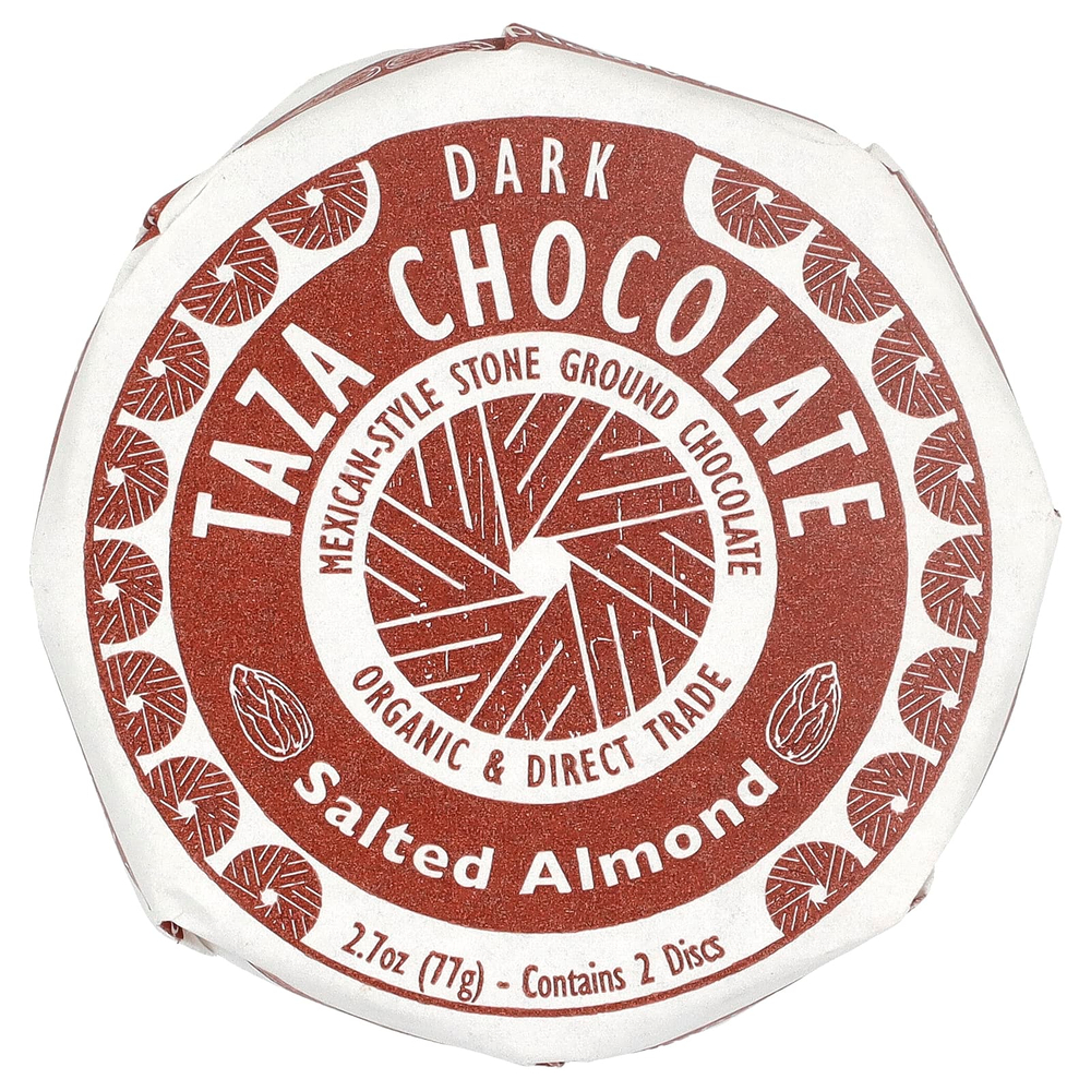 Taza Chocolate, темный шоколад, с соленым миндалем, 2 шт., 77 г (2,7 унции)